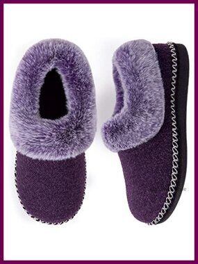 Faux Fur Lined Memory Foam Bootie Slippers Indoor Outdoor House Shoes